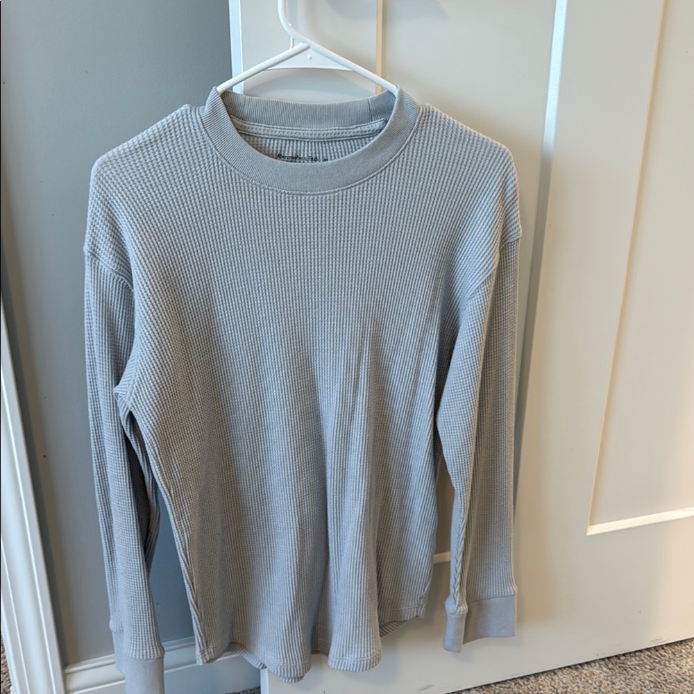Abercrombie & Fitch Light Gray Waffle Knit Top